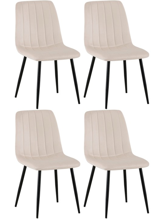 Set van 4 stoelen Dijon fluweel, crème Set van 4 stoelen Dijon fluweel, crème