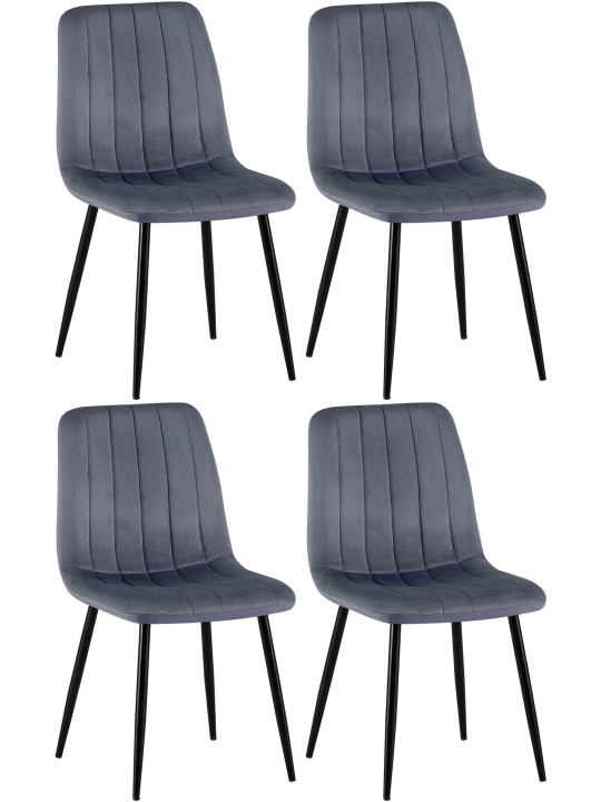 Set van 4 stoelen Dijon fluweel, donkergrijs Set van 4 stoelen Dijon fluweel, donkergrijs