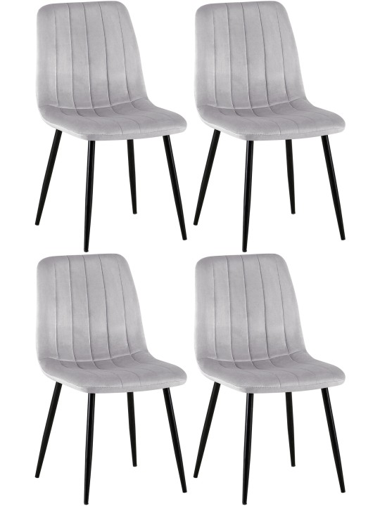 Set van 4 stoelen Dijon fluweel, grijs