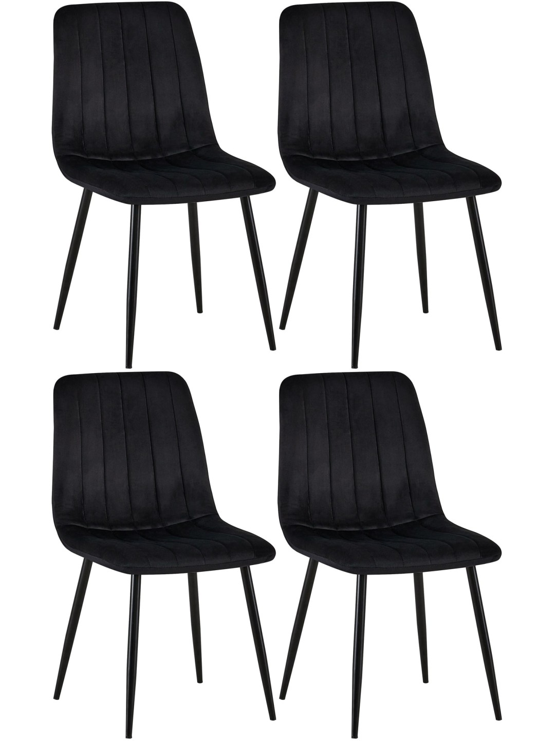 Set van 4 stoelen Dijon fluweel, zwart