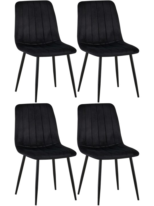 Set van 4 stoelen Dijon fluweel, zwart