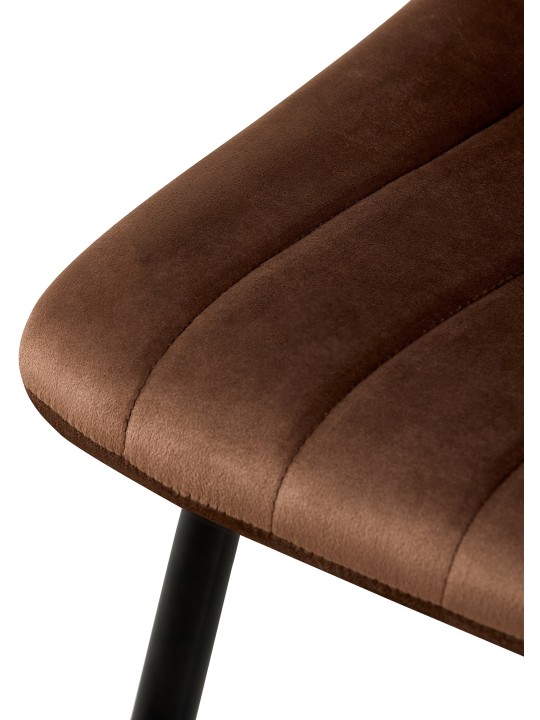 Set van 4 Dijon fluwelen stoelen, bruin