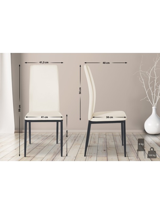 Set van 6 eetkamerstoelen Savino kunstleer, crème