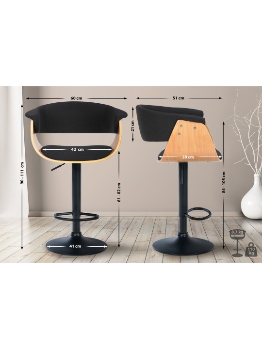 Set van 2 barkrukken Vestaalse stof, naturel/zwart Set van 2 barkrukken Vestaalse stof, naturel/zwart