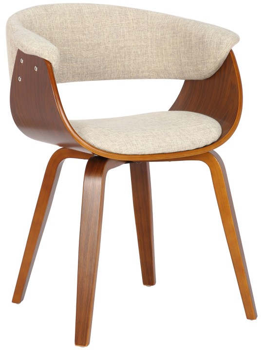 Set van 2 stoelen Bruce stof, walnoot/crème