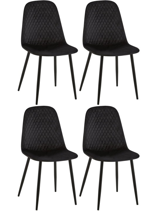 Set van 4 stoelen Giverny fluweel, zwart
