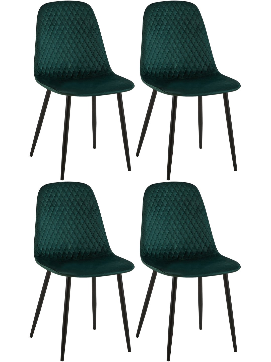 Set van 4 stoelen Giverny fluweel, groen