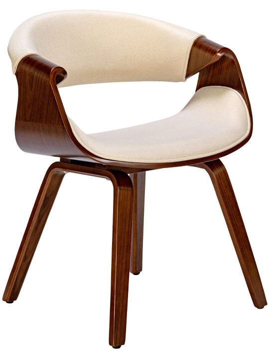 Eetkamerstoel Foley stof, walnoot/crème