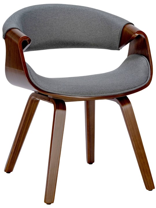 Eetkamerstoel Foley stof, walnoot/grijs