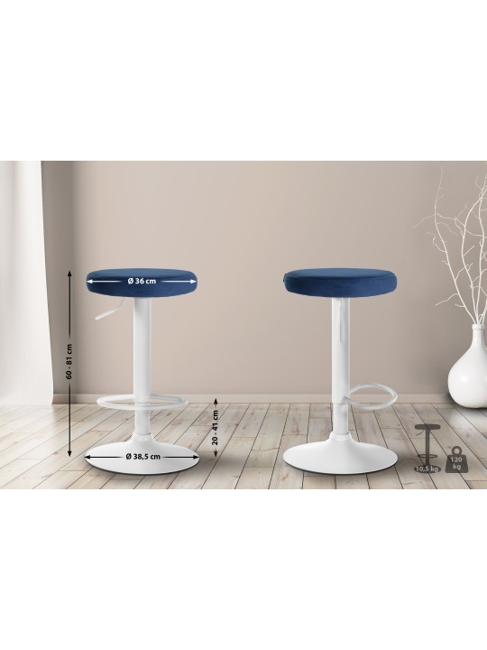 Set van 2 barkrukken Ponte fluweel, blauw