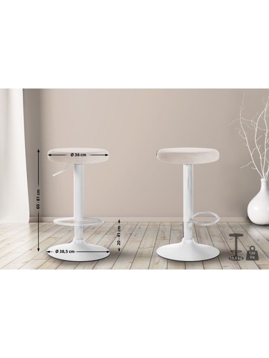 Set van 2 barkrukken Ponte fluweel, crème