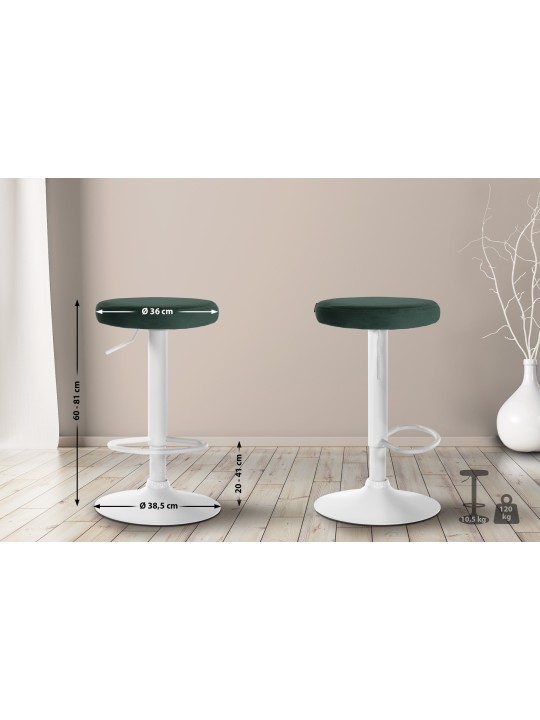Set van 2 barkrukken Ponte fluweel, groen