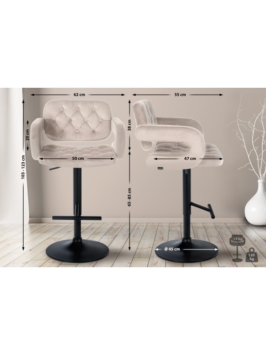 Barkruk Dublin fluweel, crème Barkruk Dublin fluweel, crème