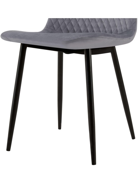 Set van 4 stoelen Giverny fluweel, grijs