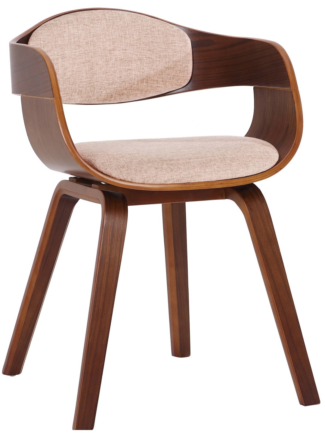 Bezoekersstoel Kingston stof, walnoot/crème