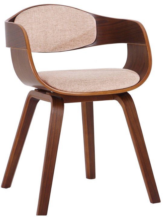 Bezoekersstoel Kingston stof, walnoot/crème