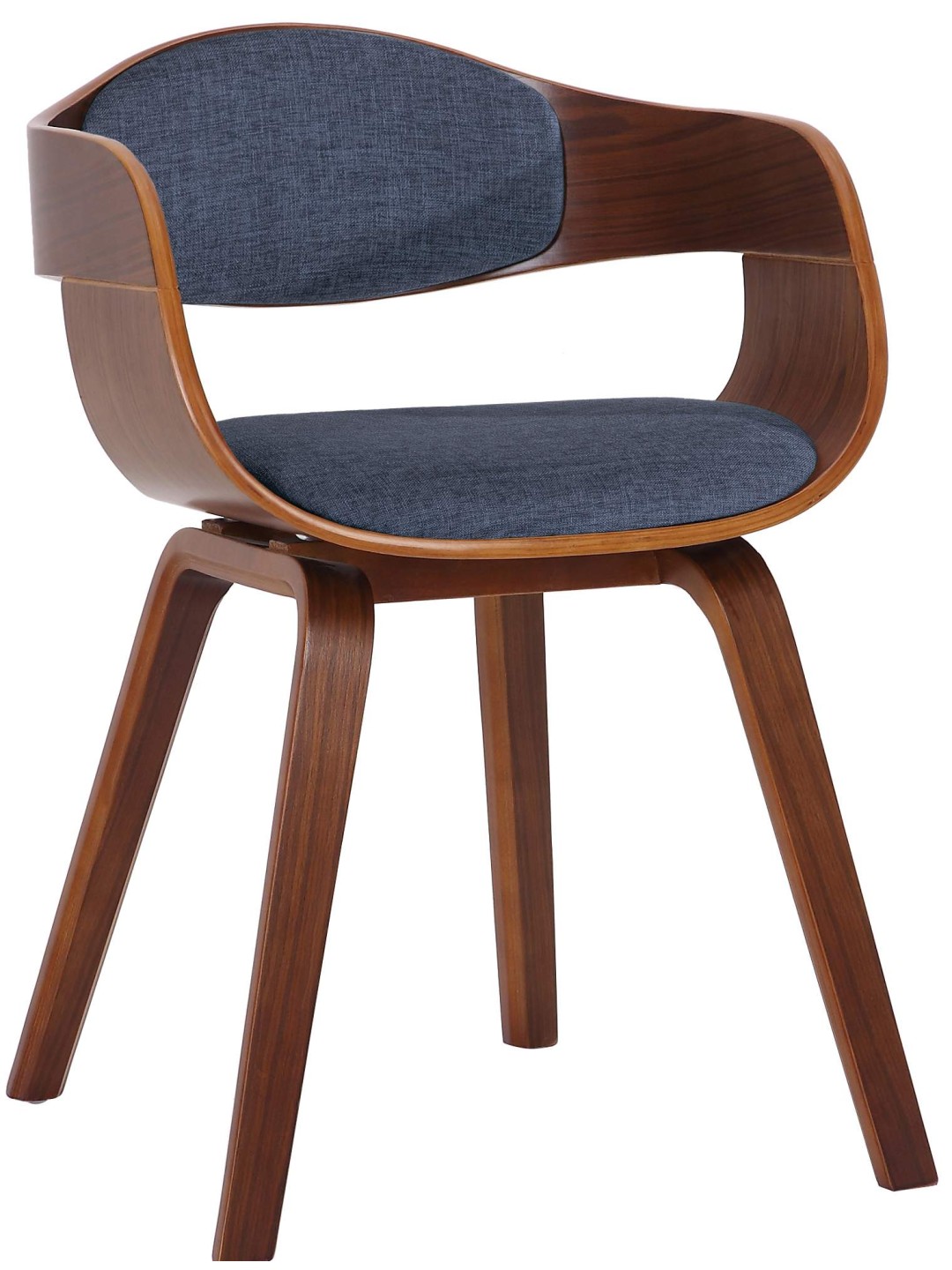 Bezoekersstoel Kingston stof, walnoot/blauw