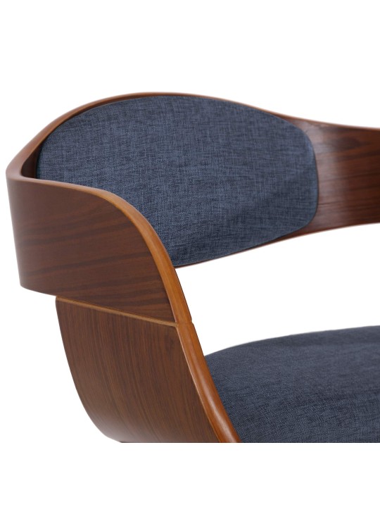 Bezoekersstoel Kingston stof, walnoot/blauw