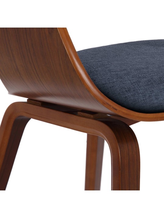 Bezoekersstoel Kingston stof, walnoot/blauw