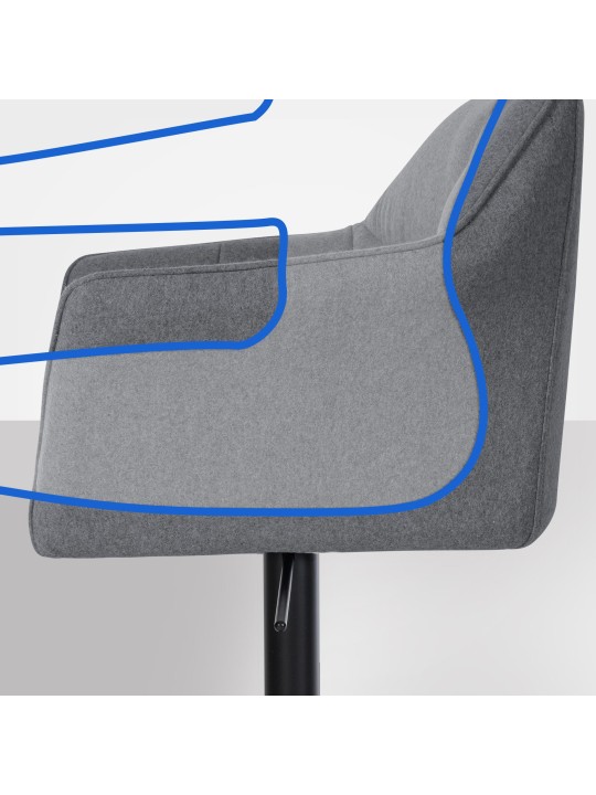 Barkruk Damaso B vilt, grijs