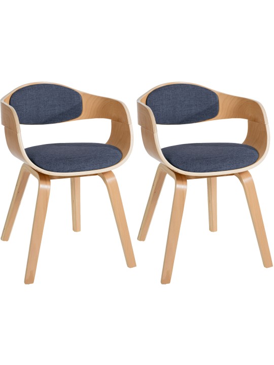 Set van 2 stoelen Kingston stof, naturel/blauw