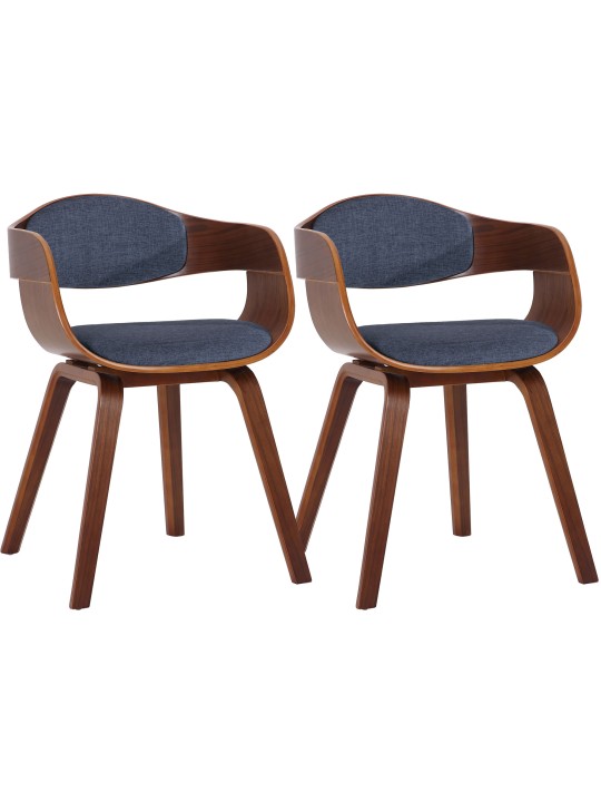 Set van 2 stoelen Kingston stof, walnoot/blauw