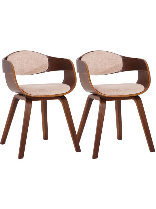 Set van 2 stoelen Kingston stof, walnoot/crème