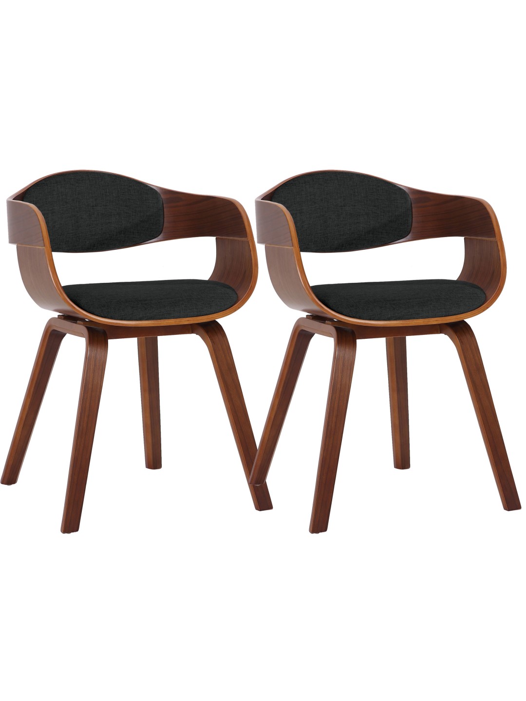 Set van 2 stoelen Kingston stof, walnoot/zwart