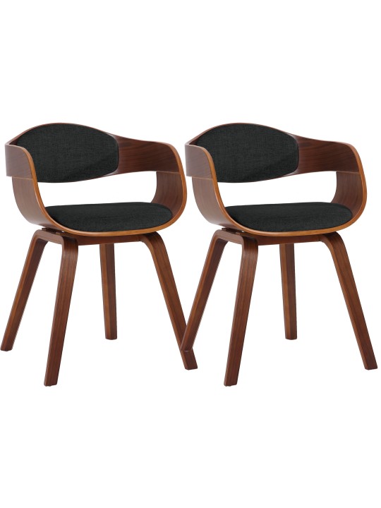 Set van 2 stoelen Kingston stof, walnoot/zwart