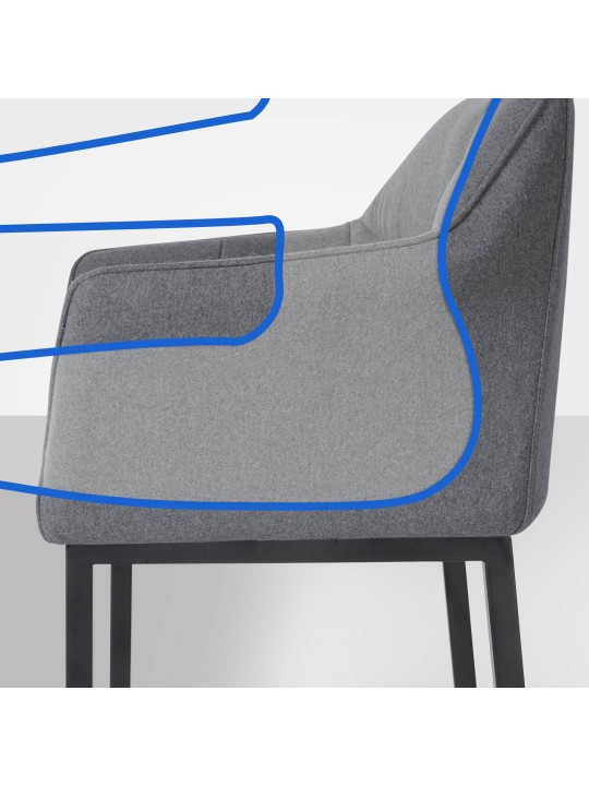 Barkruk Damaso B vilt met 4-poots frame, grijs