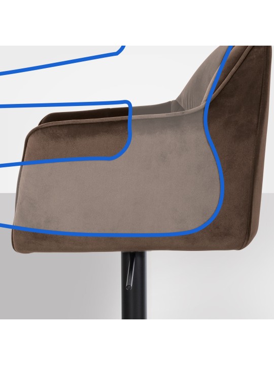 Barkruk Damaso B fluweel, bruin