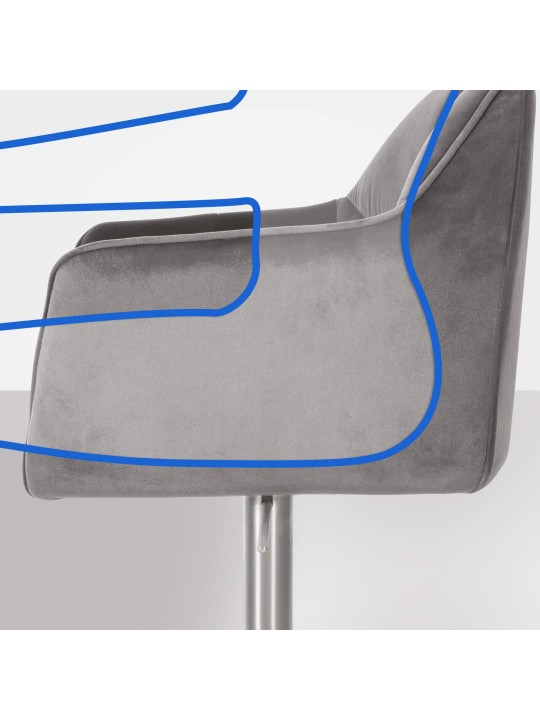 Barkruk Damaso E fluweel, grijs