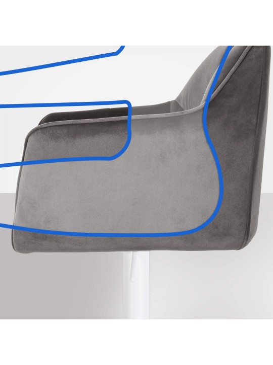 Barkruk Damaso W fluweel, grijs