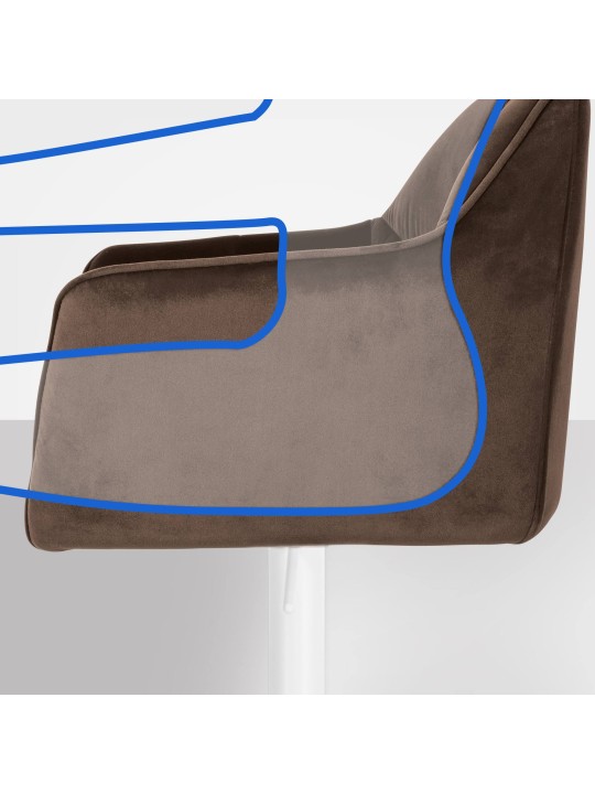 Barkruk Damaso W fluweel, bruin