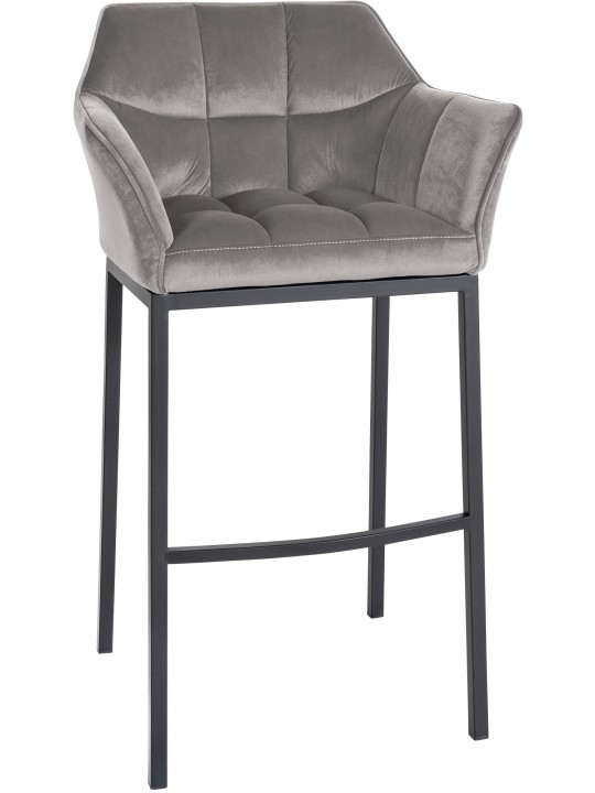 Barkruk Damaso B fluweel met 4-poots frame, grijs