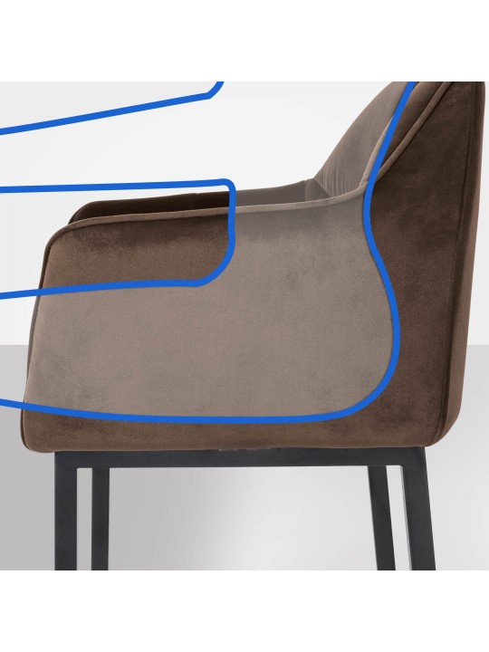 Barkruk Damaso B fluweel met 4-poots frame, bruin