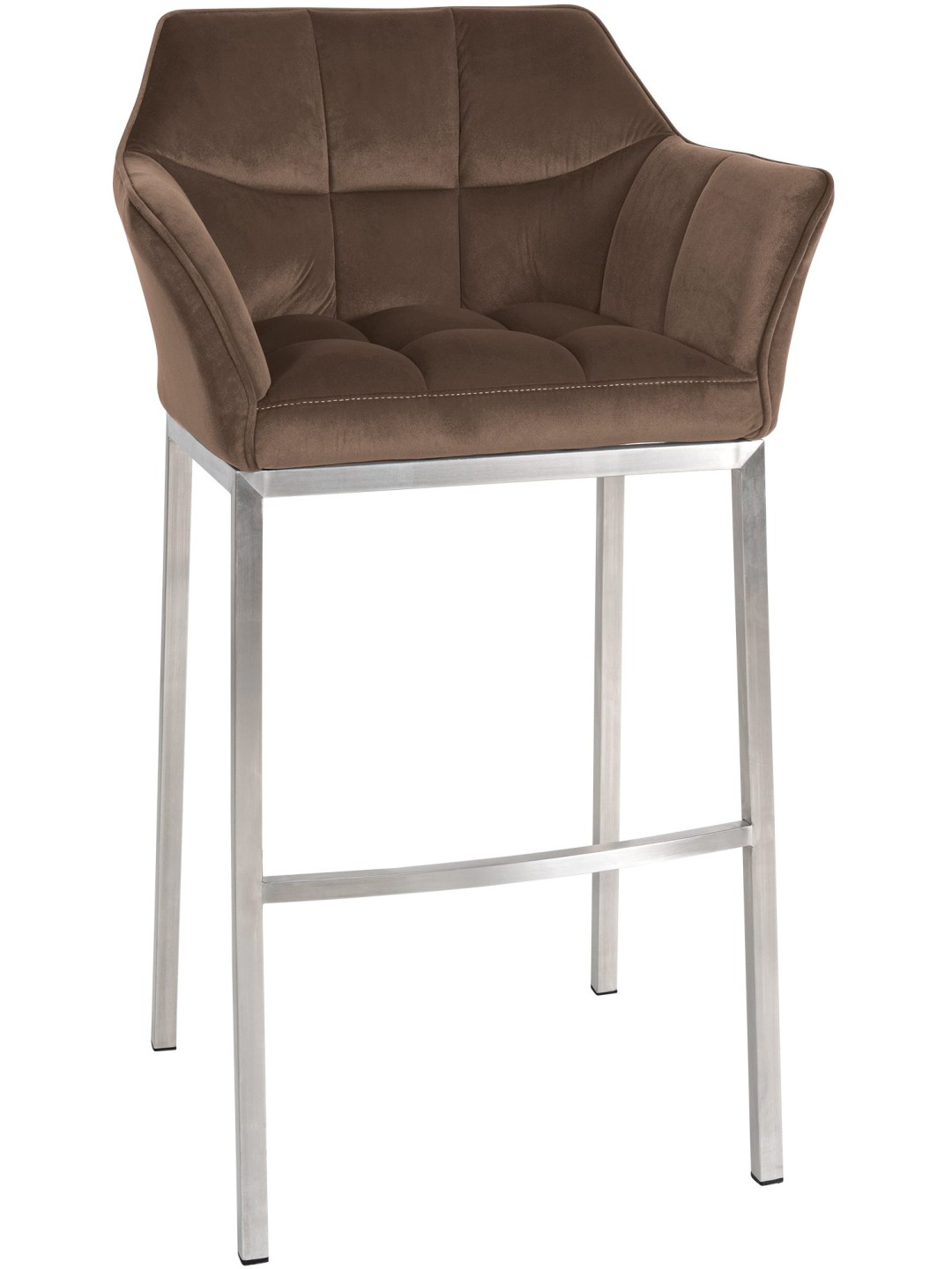 Barkruk Damaso E fluweel met 4-poots frame, bruin