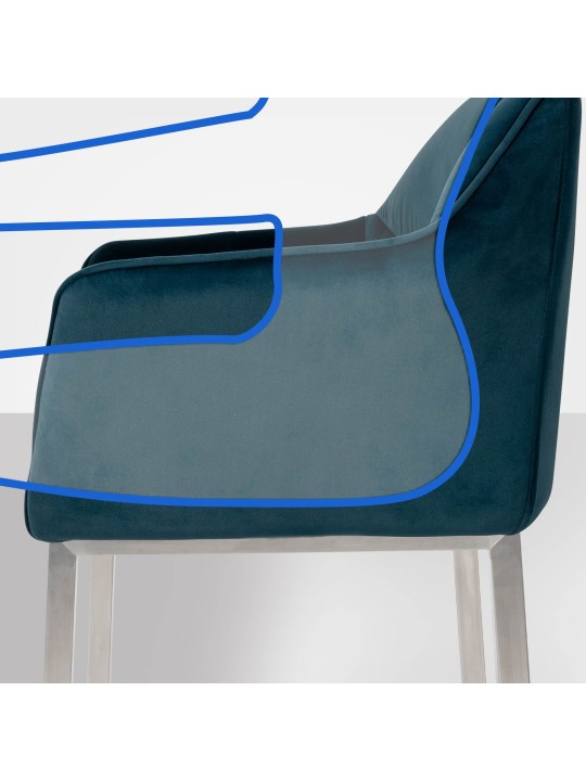 Barkruk Damaso E fluweel met 4-poots frame, groen Barkruk Damaso E fluweel met 4-poots frame, groen
