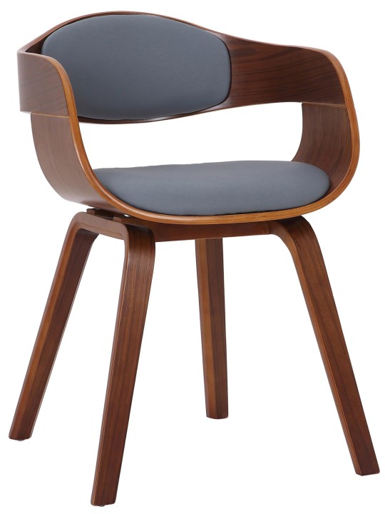 Bezoekersstoel Kingston kunstleer, walnoot/grijs