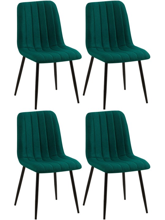 Set van 4 stoelen Dijon stof, donkergroen