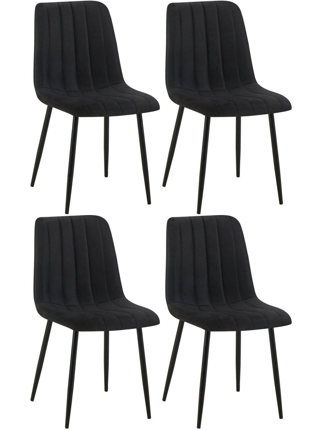 Set van 4 stoelen Dijon stof, zwart