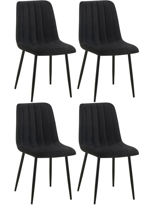 Set van 4 stoelen Dijon stof, zwart