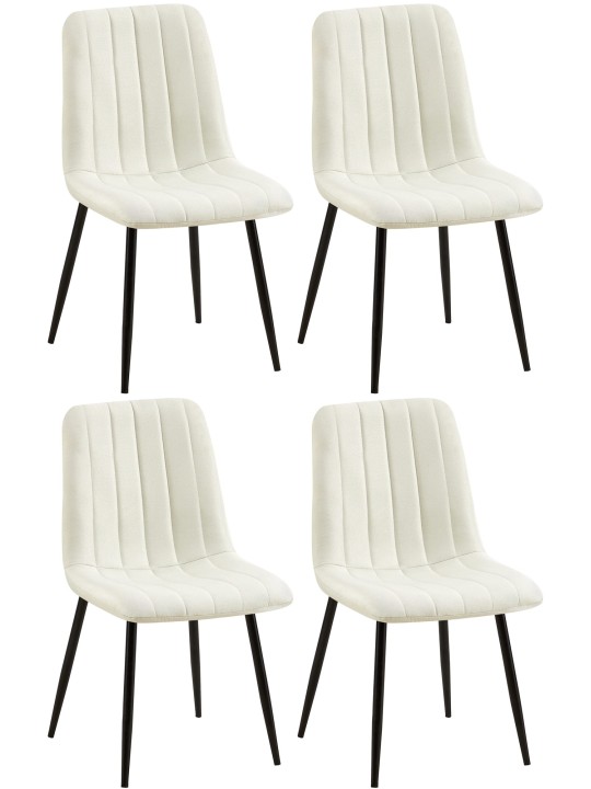 Set van 4 stoelen Dijon stof, crème