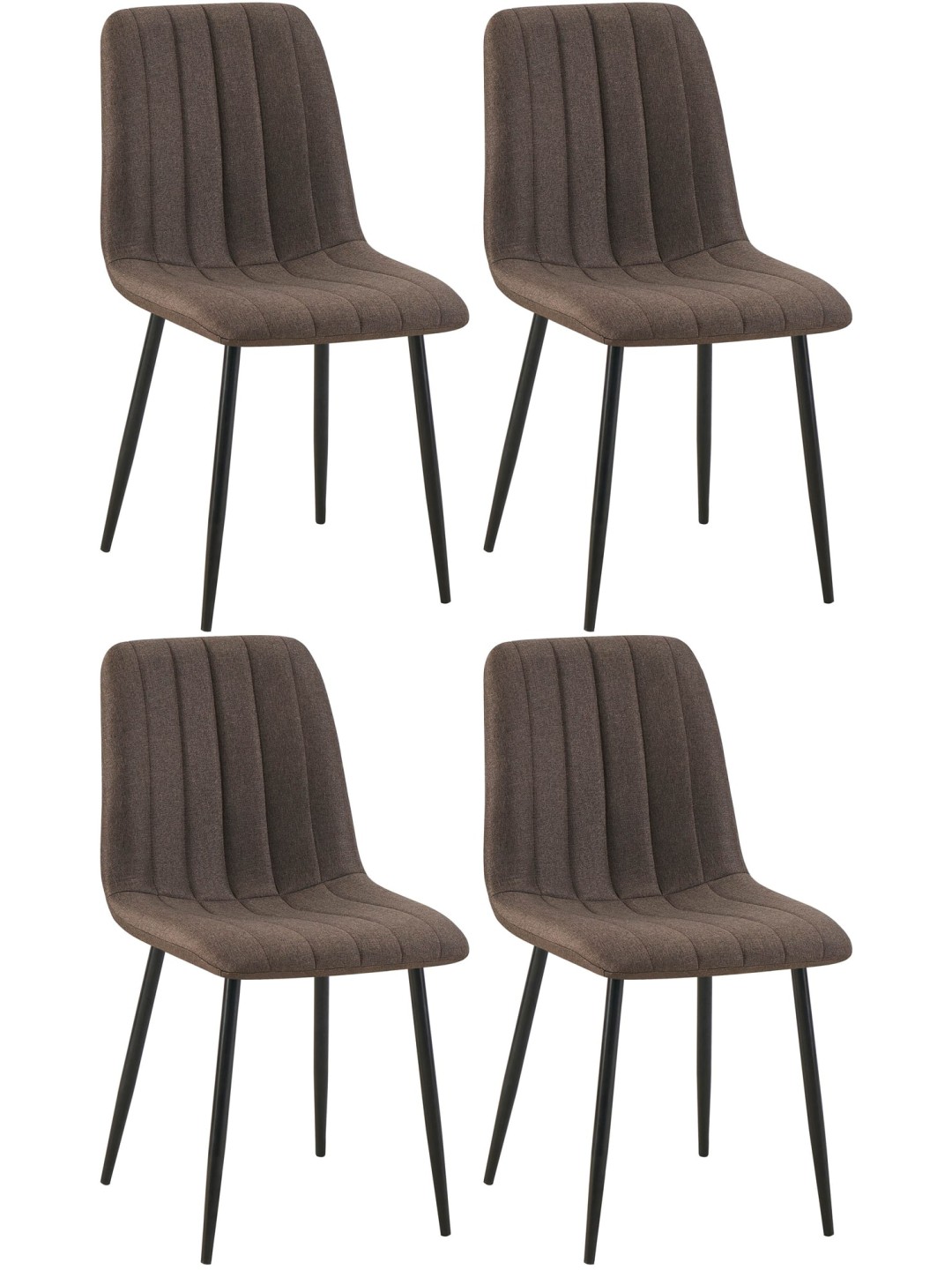 Set van 4 stoelen Dijon stof, bruin