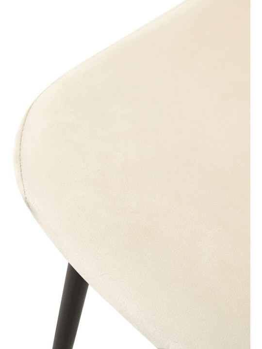 Set van 4 stoelen Giverny fluweel, crème