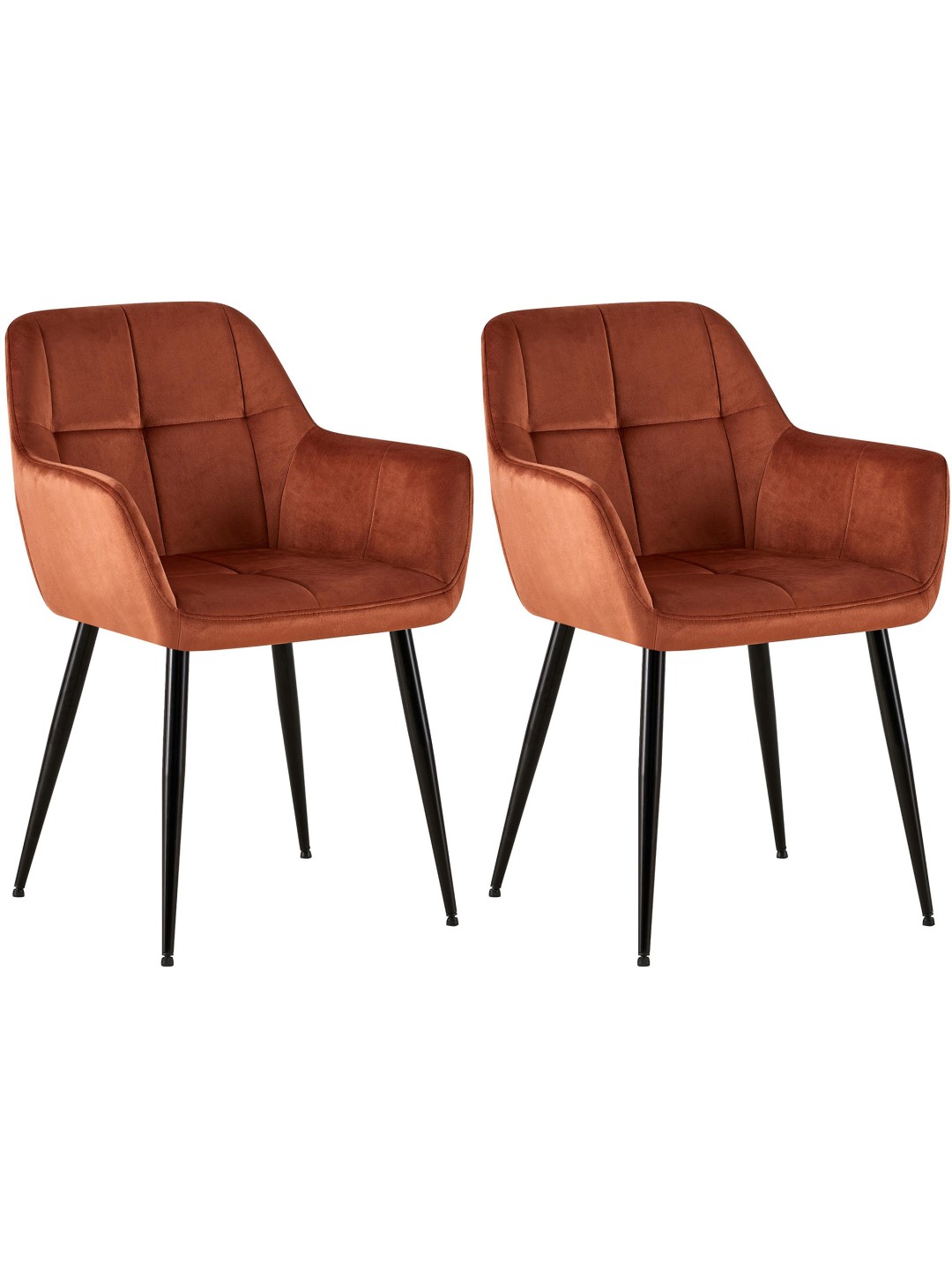 Set van 2 eetkamerstoelen Emia fluweel, bruin