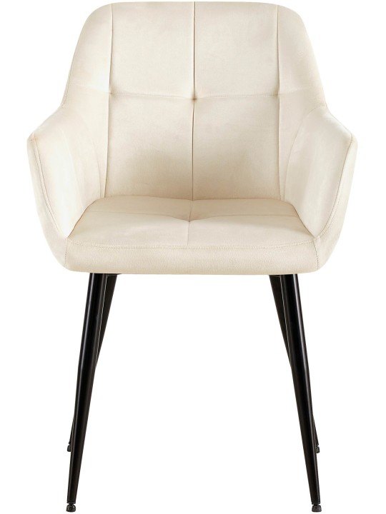 Set van 2 eetkamerstoelen Emia fluweel, crème