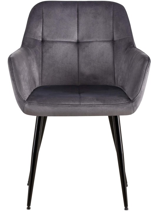 Set van 2 eetkamerstoelen Emia fluweel, grijs