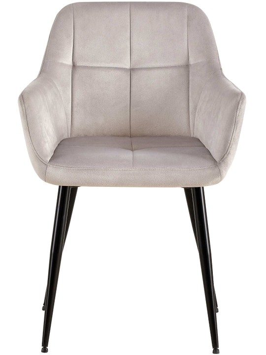 Set van 2 eetkamerstoelen Emia fluweel, lichtgrijs