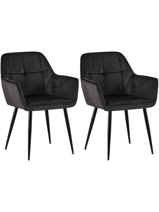 Set van 2 eetkamerstoelen Emia fluweel, zwart